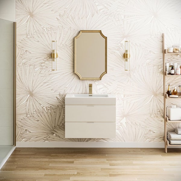 Valencia 30 in. W Wall Hung Bathroom Vanity Cabinet in Glossy White