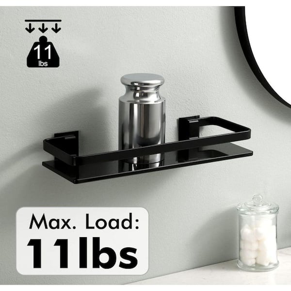 Dracelo 16.14 in. W x 6 in. D x 3 in. H Black 2+1 Tier Bathroom Wall  Mounted Floating Shelves with Metal Frame B09SKGTQ2Q - The Home Depot