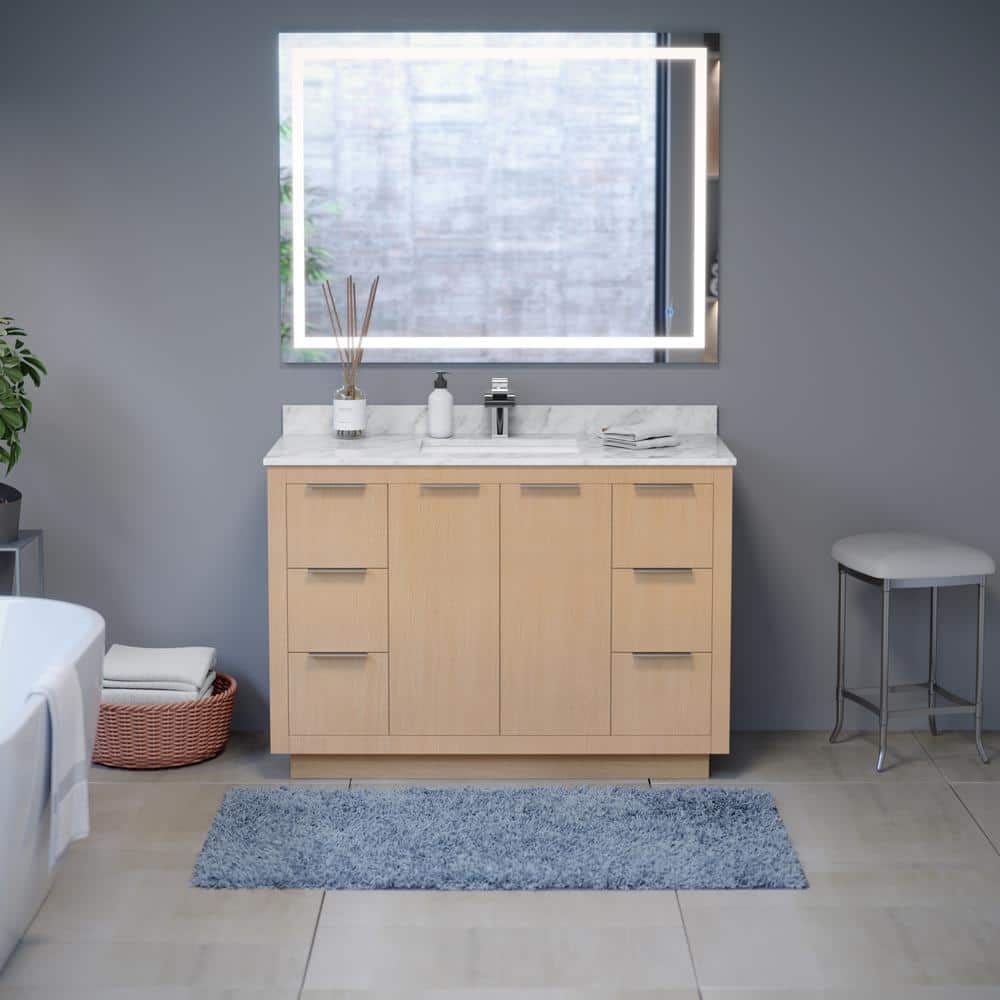 Maroni 42'' Light Straw Bathroom Vanity with Marble Top
