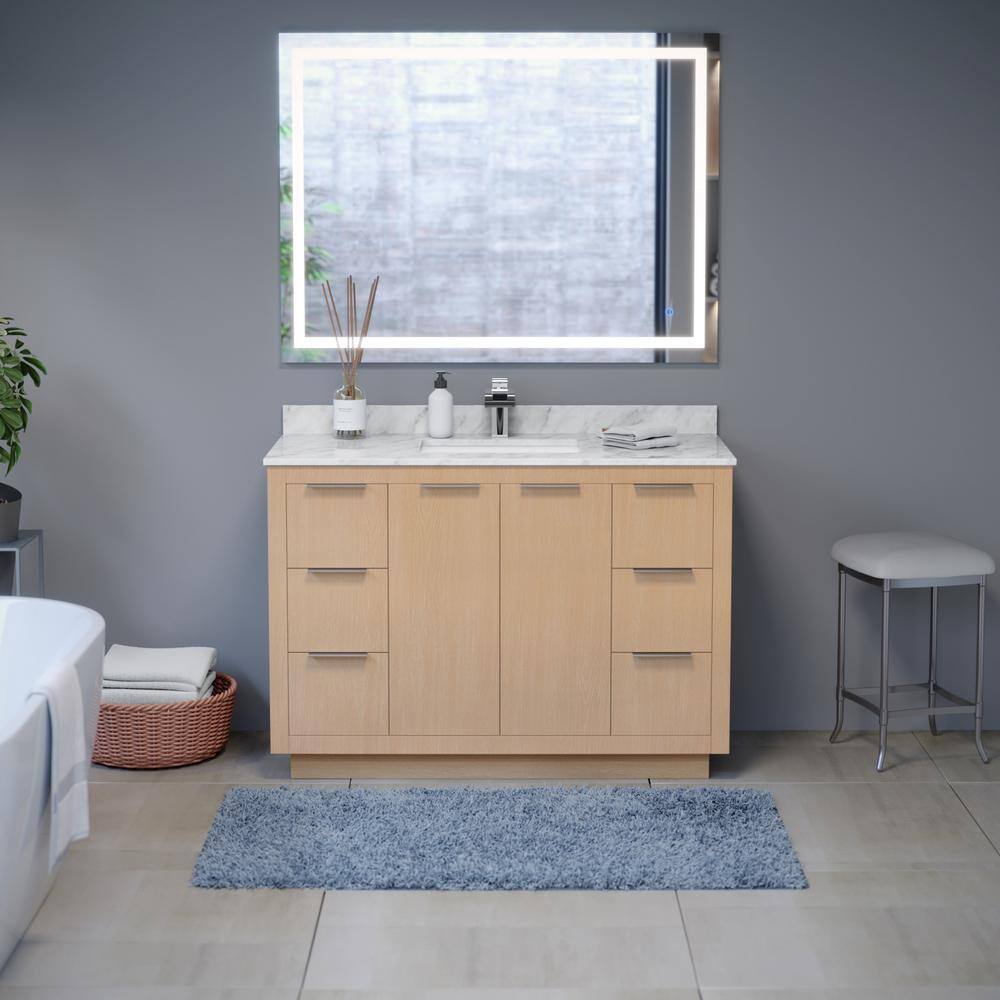Maroni 42" Light Straw Bathroom Vanity with White Carrara Marble Countertop