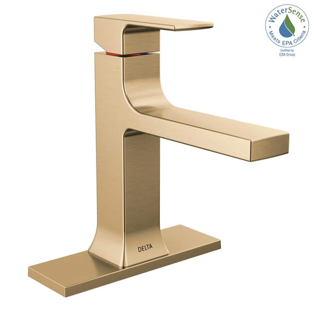 Champagne Bronze Single Handle Bathroom Faucet with Drain Assembly