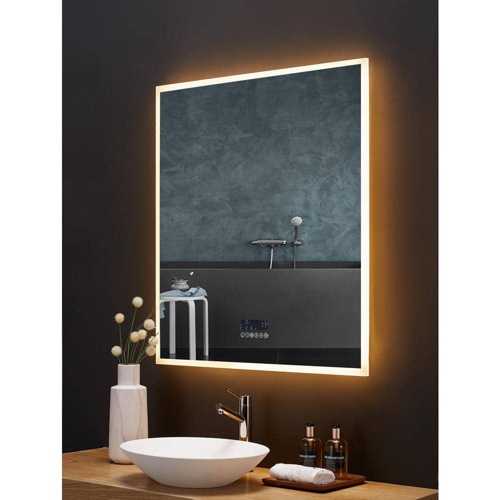 Immersion 40"x36" Frameless LED Bathroom Vanity Mirror with Bluetooth and Defogger