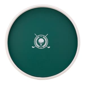 PASTIMES Golf 14 in. W x 1.3 in. H x 14 in. D Round Tropic Green Leatherette Serving Tray