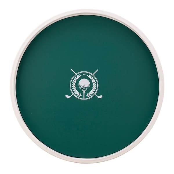Kraftware PASTIMES Golf 14 in. W x 1.3 in. H x 14 in. D Round Tropic Green Leatherette Serving Tray