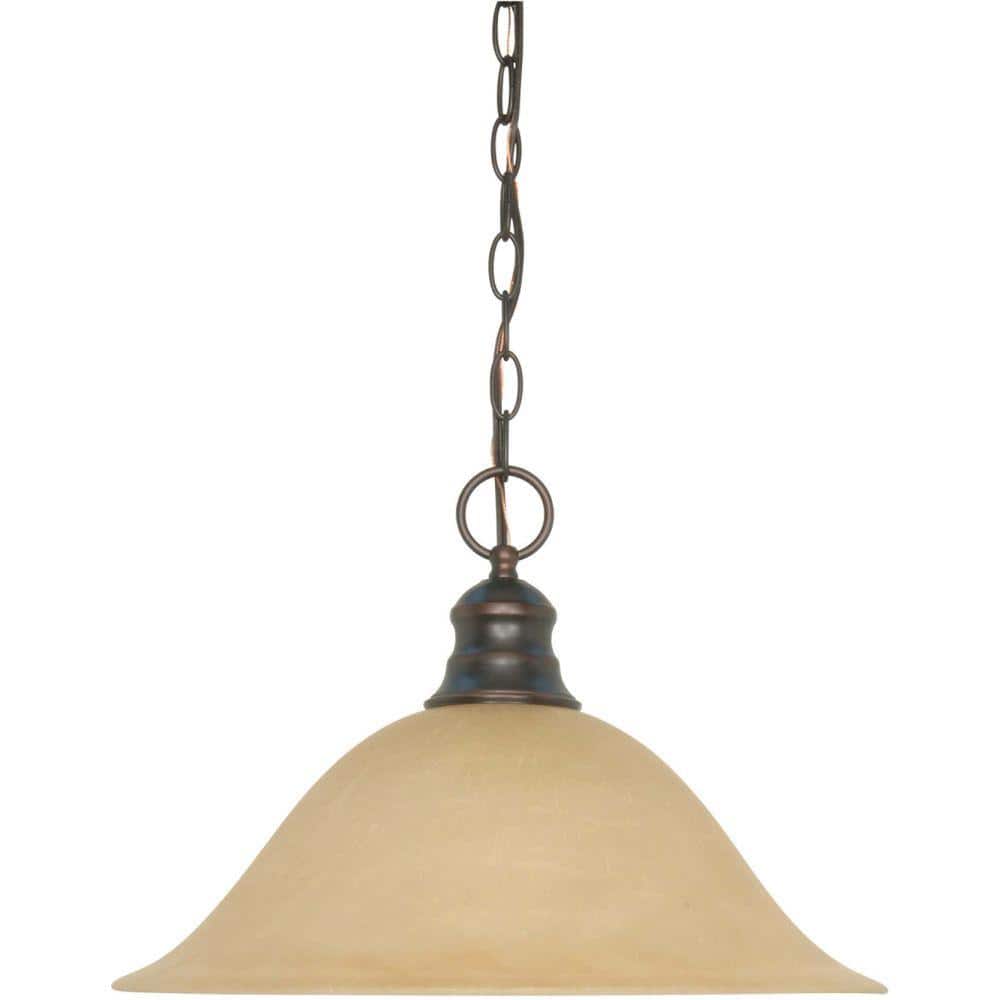 Empire Mahogany Bronze 16" Pendant with Champagne Linen Glass