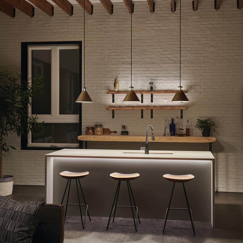 Zailey 10.75" Black and Brass Glass Pendant Light