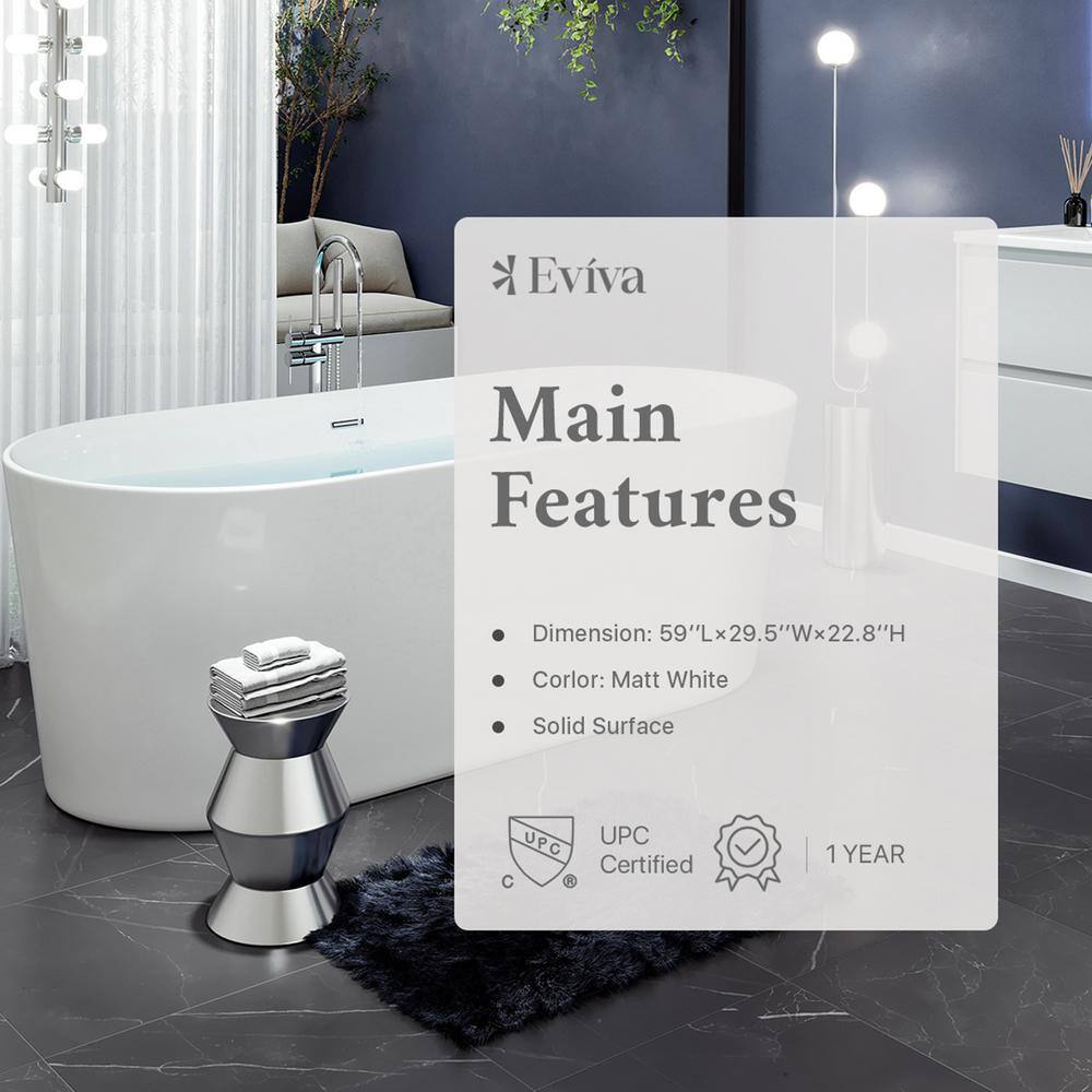 Rejoice 59'' White Acrylic Freestanding Soaking Bathtub