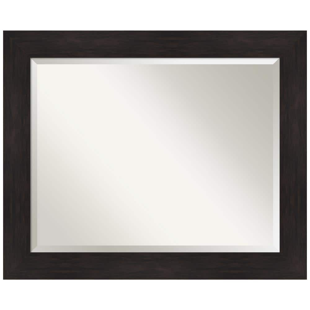 Amanti Art Medium Rectangle Espresso Brown/Tan Beveled Glass Modern Mirror (27.5 in. H x 33.5 in. W)