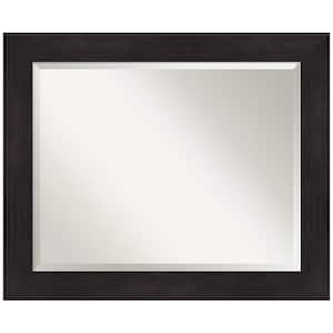 Medium Rectangle Espresso Brown/Tan Beveled Glass Modern Mirror (27.5 in. H x 33.5 in. W)