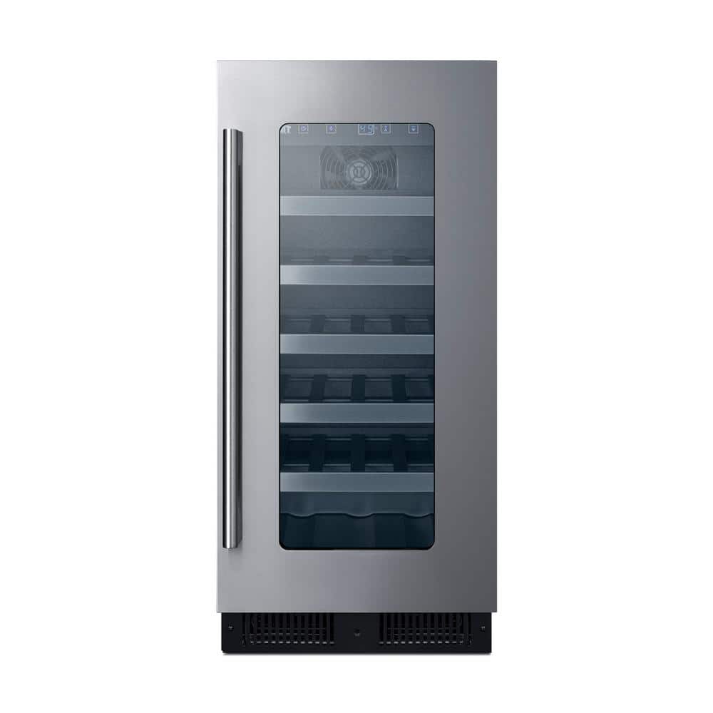 Stainless Steel 23-Bottle Single Zone Wine Refrigerator with Glass Door