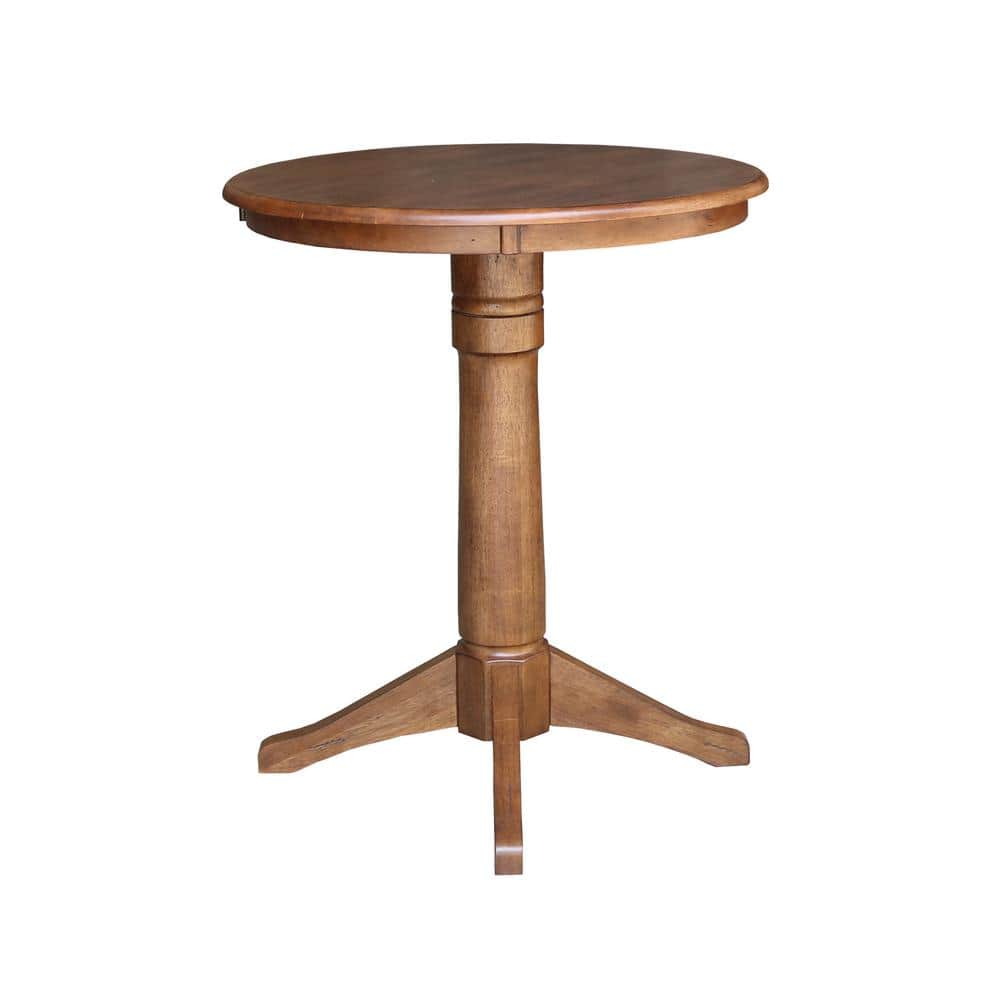 Distressed Oak Round Solid Wood Counter Height Dining Table