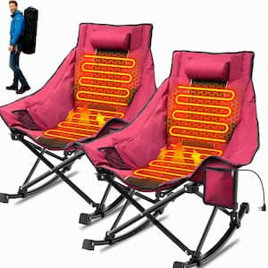 SEEUTEK Heated Camping Rocking Chair, Dual-Zone 3-Level Heated