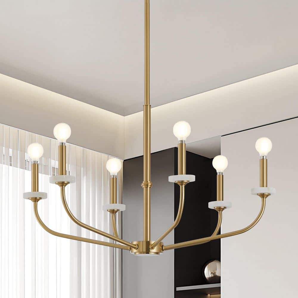 Leah 30-inch 6-Light Brushed Gold and White Onyx Chandelier price history on PriceWatchPro