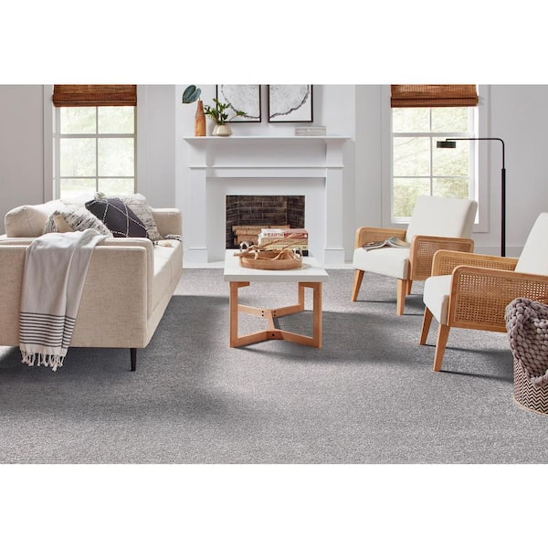 Playful Moments II Fuzzy Flurry Gray 49 oz Triexta/PET Texture Installed Carpet