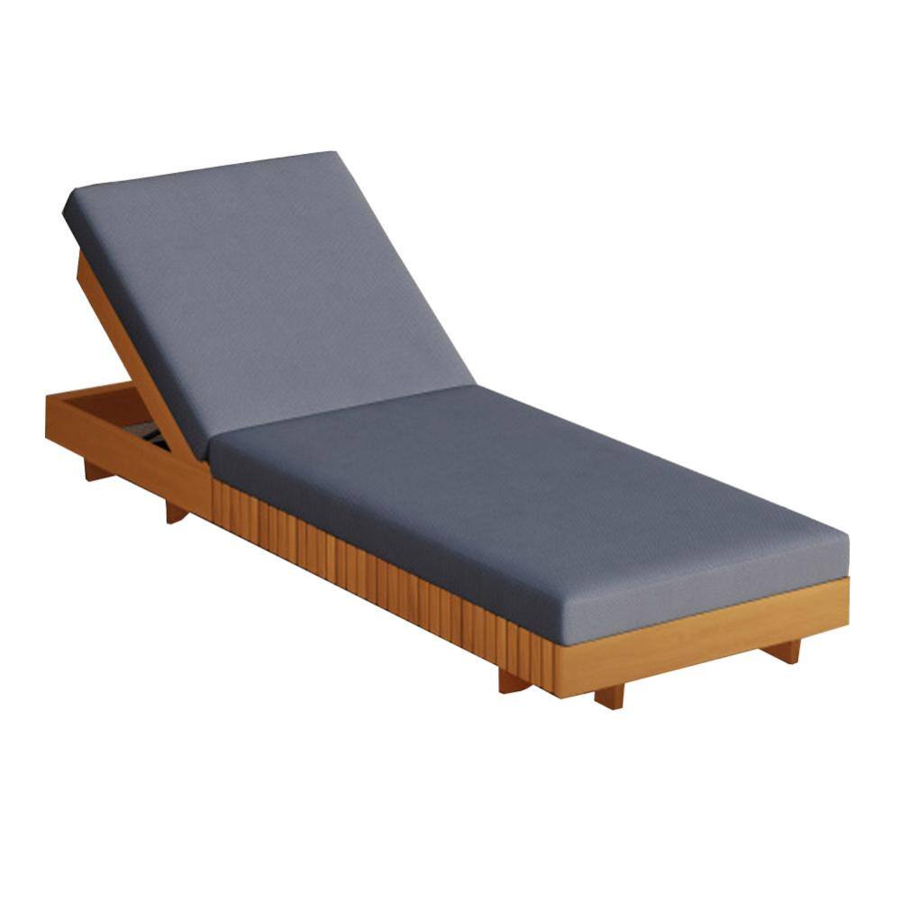 Brown 1-Piece Acacia Wood Outdoor Patio Chaise Lounge with Dark Gray Cushions price history on PriceWatchPro