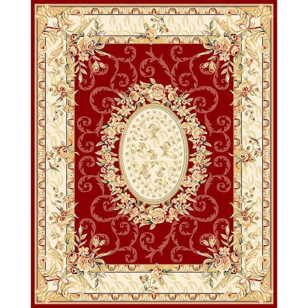 SAFAVIEH Lyndhurst Red/Ivory 8 ft. x 11 ft. Floral Medallion Border Area Rug