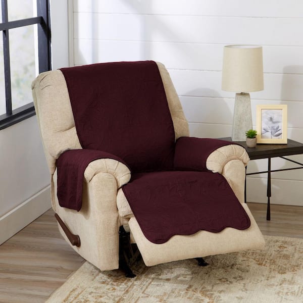 Wine / Light Grey Reversible Microfiber Recliner Furniture Protector