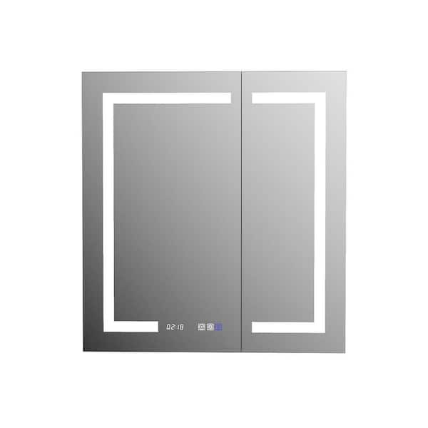 Hans 30 in. W x 32 in. H Rectangular Aluminum Medicine Cabinet with Mirror