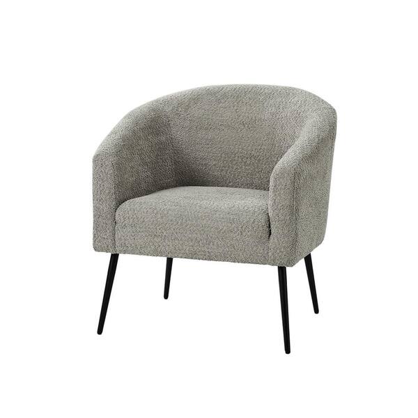 JAYDEN CREATION Gideon Grey Modern Boucle Armchair with Metal Legs