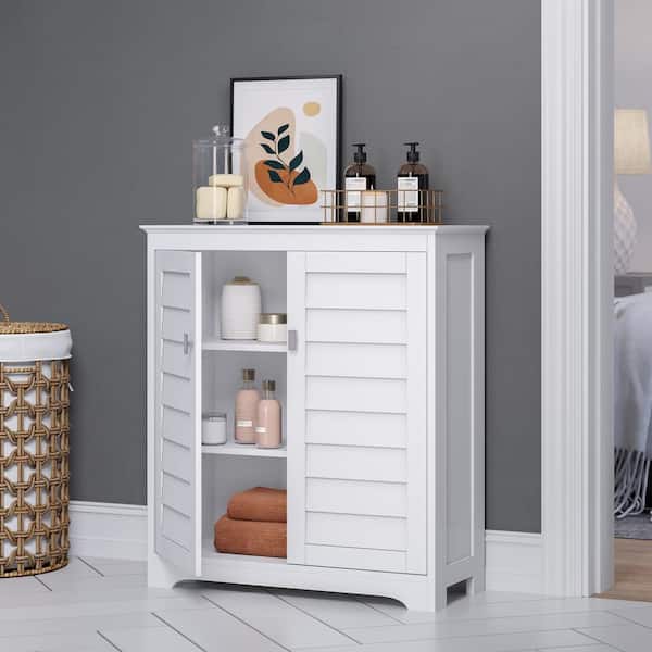 Brookfield 28.5 in. W x 11.81 in. D x 32.31 in H White 2-Door Floor Linen Cabinet for Bathroom and Laundry Storage