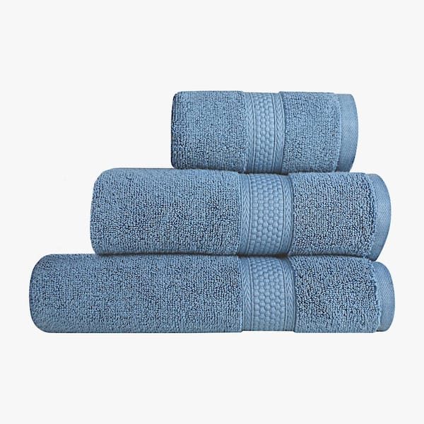 A1 Home Collections A1HC 500 GSM Duet Technology 100% Cotton Ring Spun Bjou Blue Quick Dry Low Lint Highly Absorbent 3-Piece Towel Set