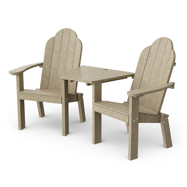 Wildridge Classic Weathered Wood Plastic Outdoor Deck Chair Tete-A-Tete