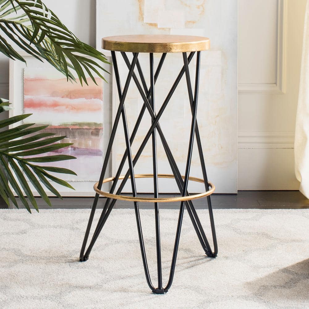 Lorna Black and Gold Hairpin Leg Bar Stool