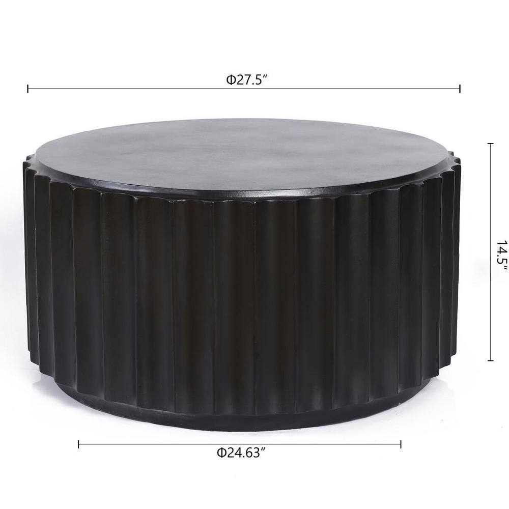 LuxenHome 32" Black Cement Round Outdoor Coffee Table
