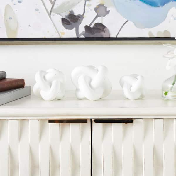 CosmoLiving by Cosmopolitan White Resin Knot Inspired Geometric Sculpture (Set of 3)