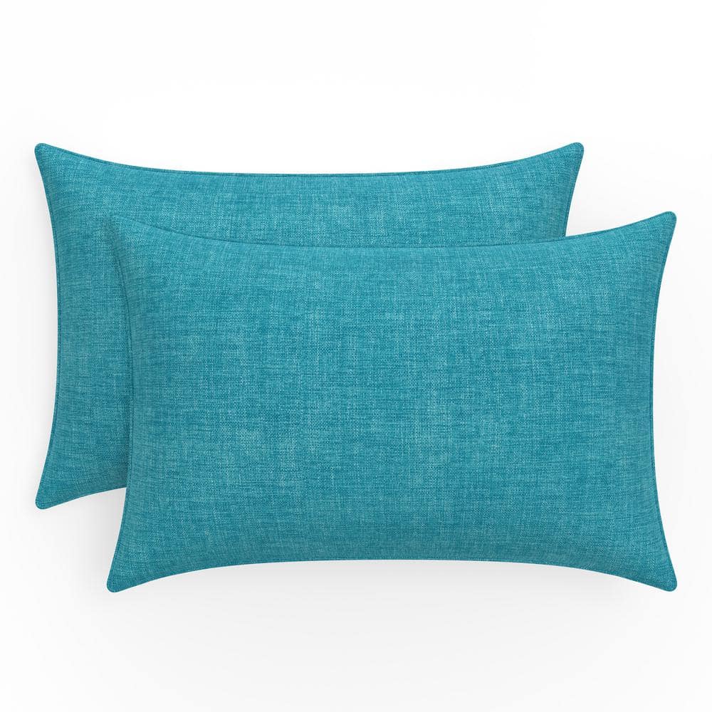 Aqua Teal Rectangular Indoor/Outdoor Throw Pillow Set