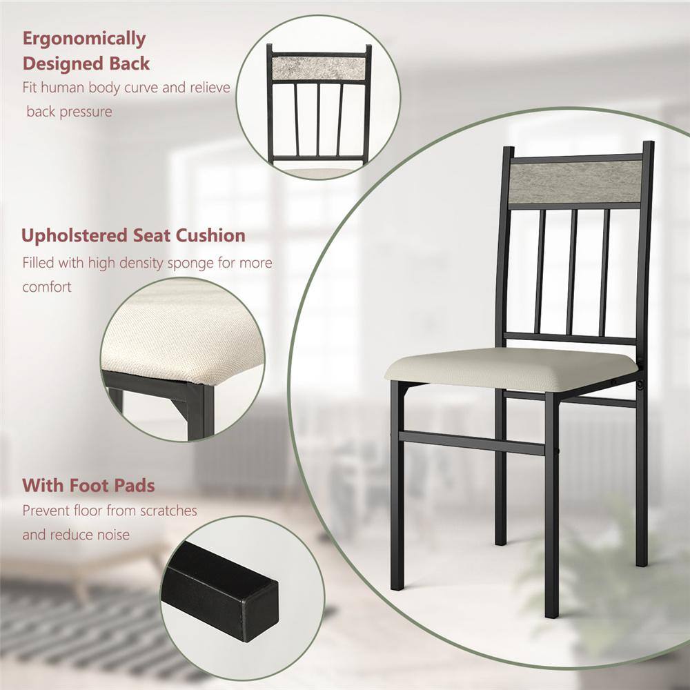 Modern 42" Rectangular Faux Marble Dining Set with 4 Grey Upholstered Chairs