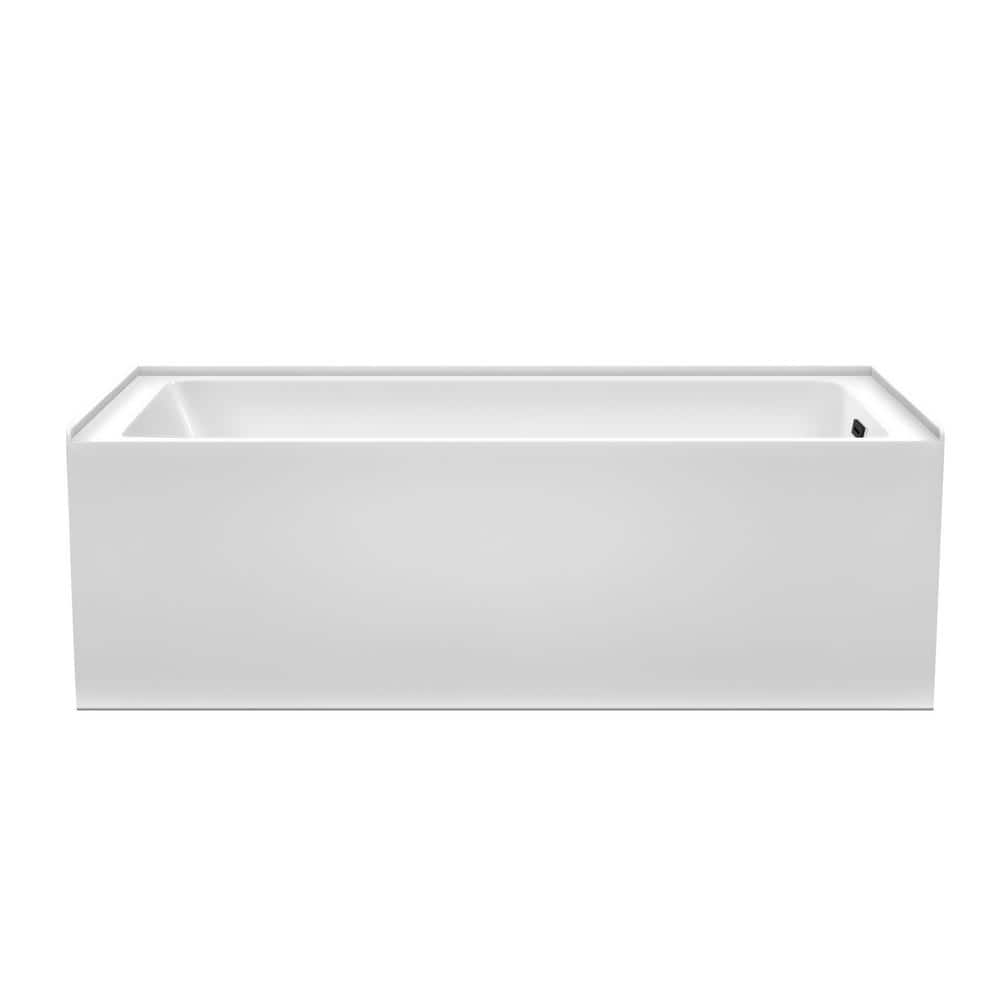 Grayley 66'' White Acrylic Alcove Soaking Bathtub with Matte Black Trim