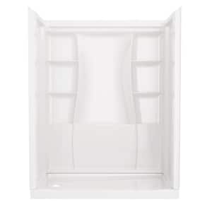 Classic 500 32 in. L x 60 in. W x 72 in. H 4-Piece Alcove Shower Kit with Shower Wall and Shower Pan in High Gloss White