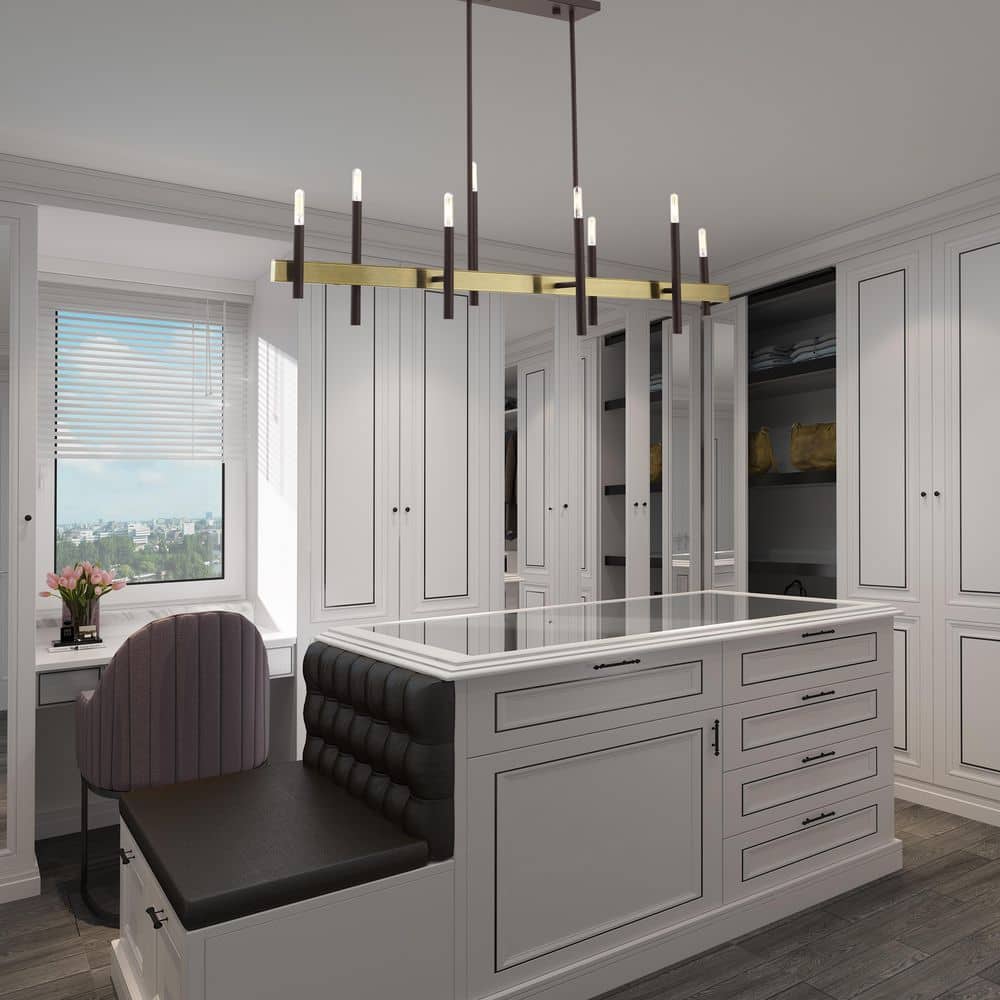 Denmark 8-Light Bronze and Brass Linear Chandelier