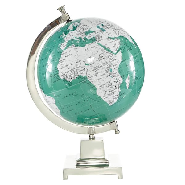 Litton Lane 18 in. Teal Aluminum Decorative Globe