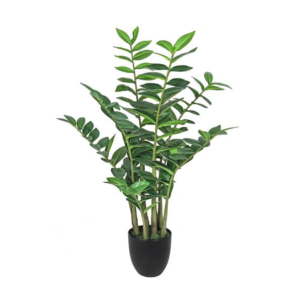 32 in. Real Touch Artificial Zamiifolia ZZ Plant in Black Pot