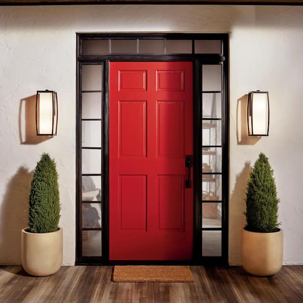 Bowen 18 in. 2-Light Architectural Bronze Outdoor Hardwired Wall Lantern Sconce with No Bulbs Included (1-Pack)