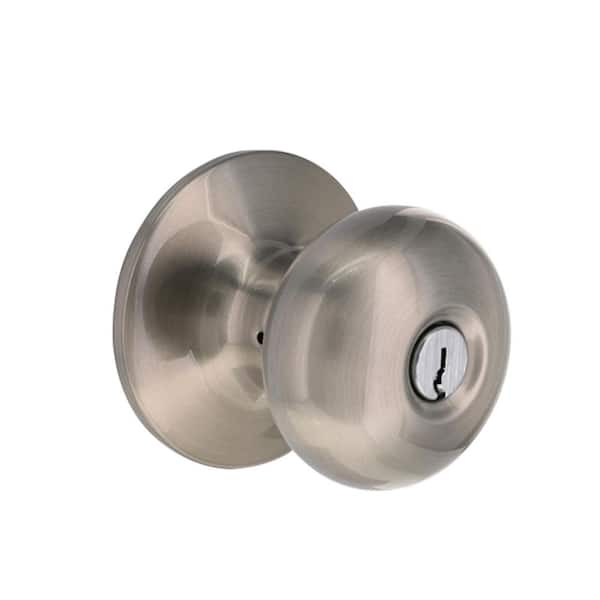 Defiant Round Satin Nickel Keyed Entry Door Knob