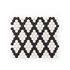 Diamond Pattern White 8.75 in. x 10.125 in. Hexagon Matte Glass Mosaic Wall and Floor Tile (12.305 sq. ft./Case)