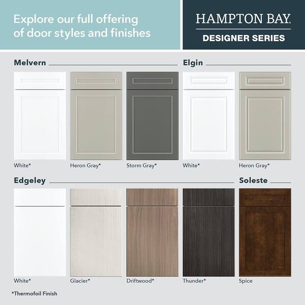 Hampton Bay Designer Series Edgeley Assembled 15x34.5x21 in. Bathroom Vanity Drawer Base Cabinet in Thunder