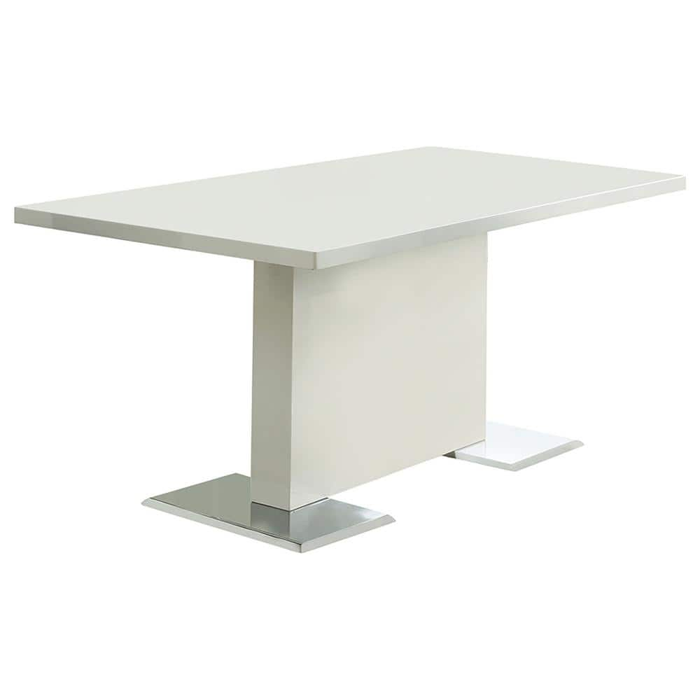 Coaster Anges T-shaped Glossy White Wood Top Pedestal Dining Table ...