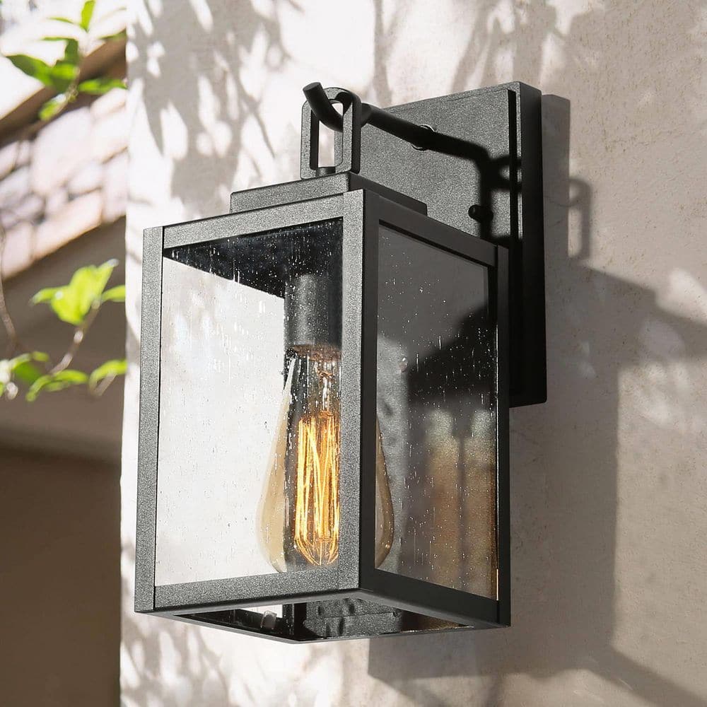 Square Modern 1-light Black Non- Solar Outdoor Wall Lantern Sconce with Clear Glass Shade price history on PriceWatchPro