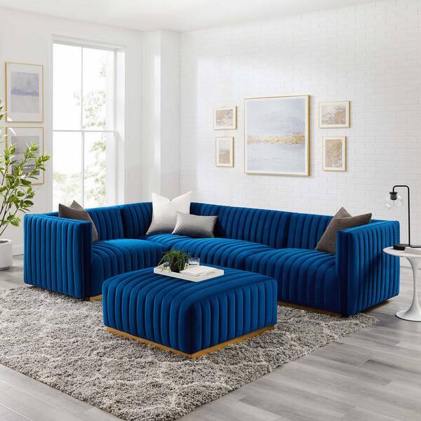Piece Sectional In Gold Navy
