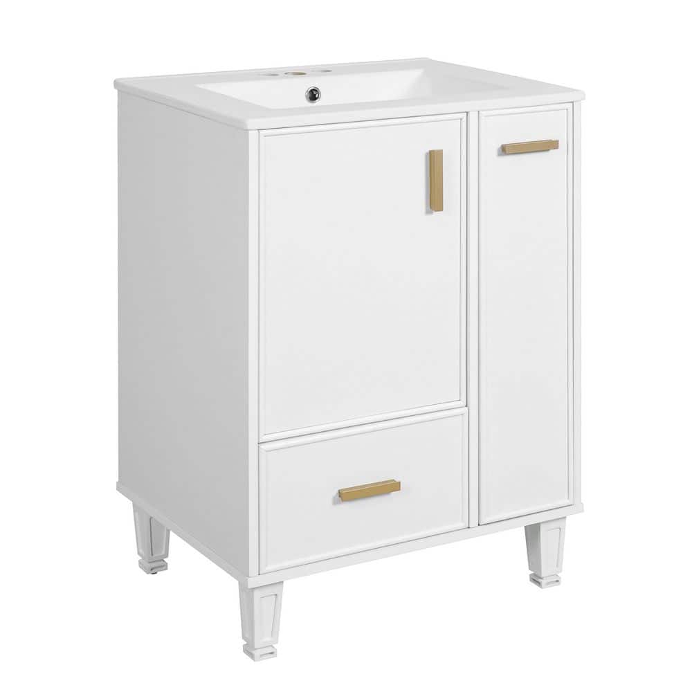 エクリュ　24 JUJABU 24 in. Freestanding White Bath Vanity with White Ceramic