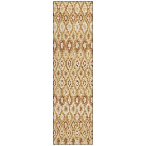 Chantille Machine Washable Indoor/Outdoor Abstract ACN3122 Gold 2 ft. x 7 ft. Runner Rug