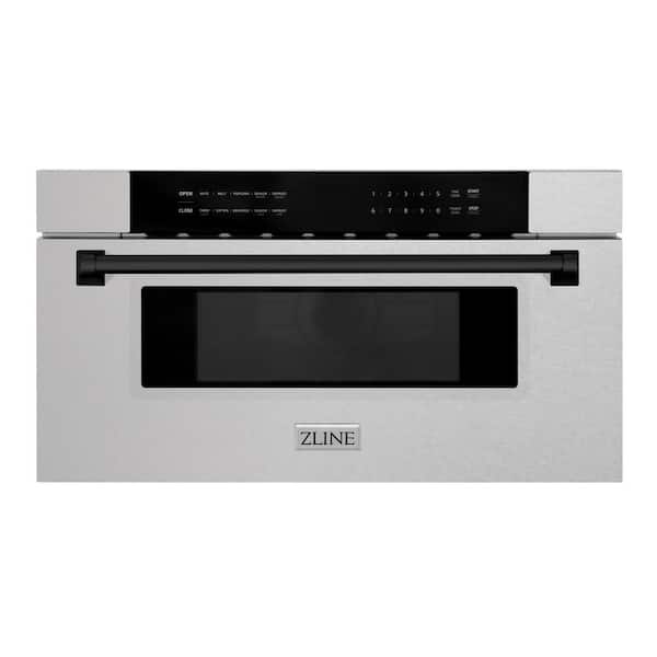 ZLINE Kitchen and Bath Autograph Edition 30 in. 1.2 cu. ft. Built-In Microwave Drawer in Satin Stainless Steel with Matte Black Accents