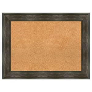 Rail Rustic Char Natural Corkboard 34 in. x 26 in. Bulletin Board Memo Board