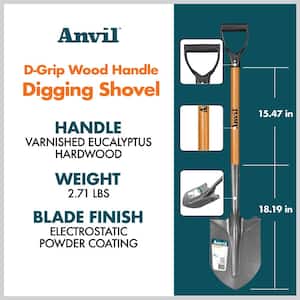28 in. Wood D-Grip Short Handle Carbon Steel Digging Shovel