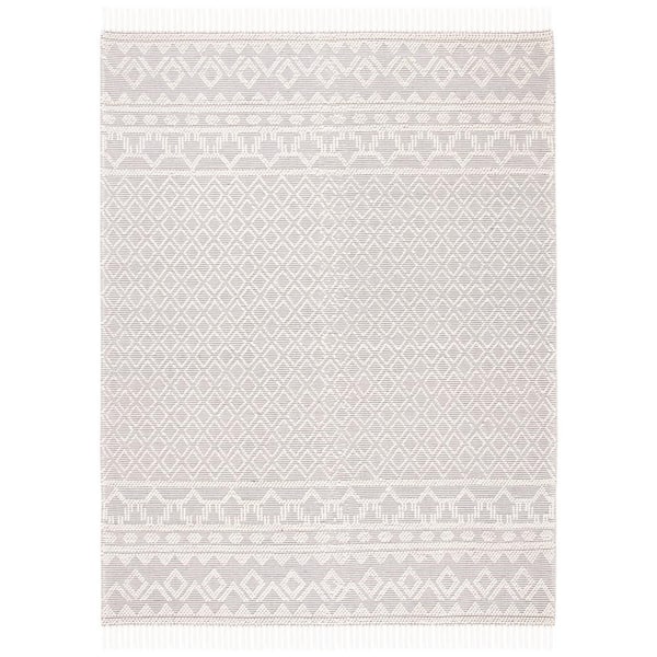 Natura 10 ft. x 14 ft. Ivory/Gray Border Geometric Area Rug