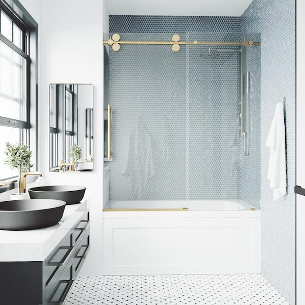 VIGO Elan 56 to 60 in. W x 66 in. H Sliding Frameless Tub VIGO Elan 56 to 60 in. W x 66 in. H Sliding Frameless Tub